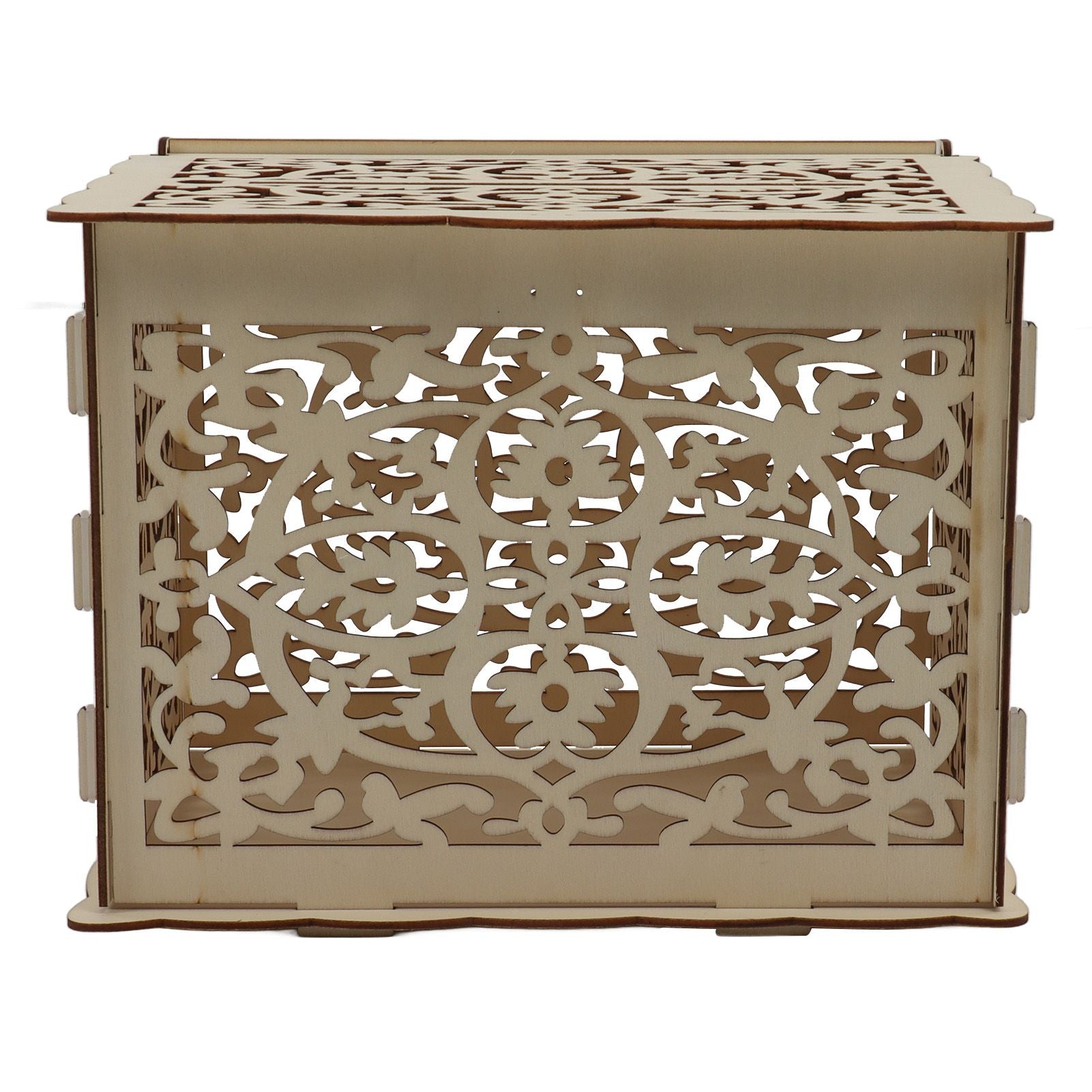 DIY Hollow Wooden Box Gift Card Money Case Wedding Reception Decoration Box Easy Assembly JM01319 Small