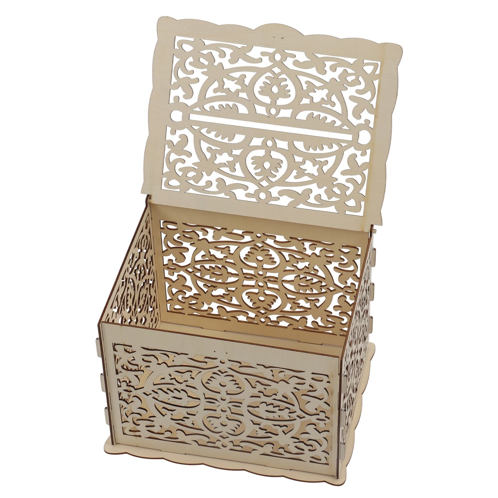 DIY Hollow Wooden Box Gift Card Money Case Wedding Reception Decoration Box Easy Assembly JM01319 Small