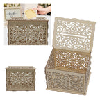 DIY Hollow Wooden Box Gift Card Money Case Wedding Reception Decoration Box Easy Assembly JM01319 Small