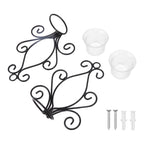 2 Set Candle Holder Wall Sconce European Style Swirl Iron Art Pattern Wall Mounted Candle Holder with Tray for Bedroom