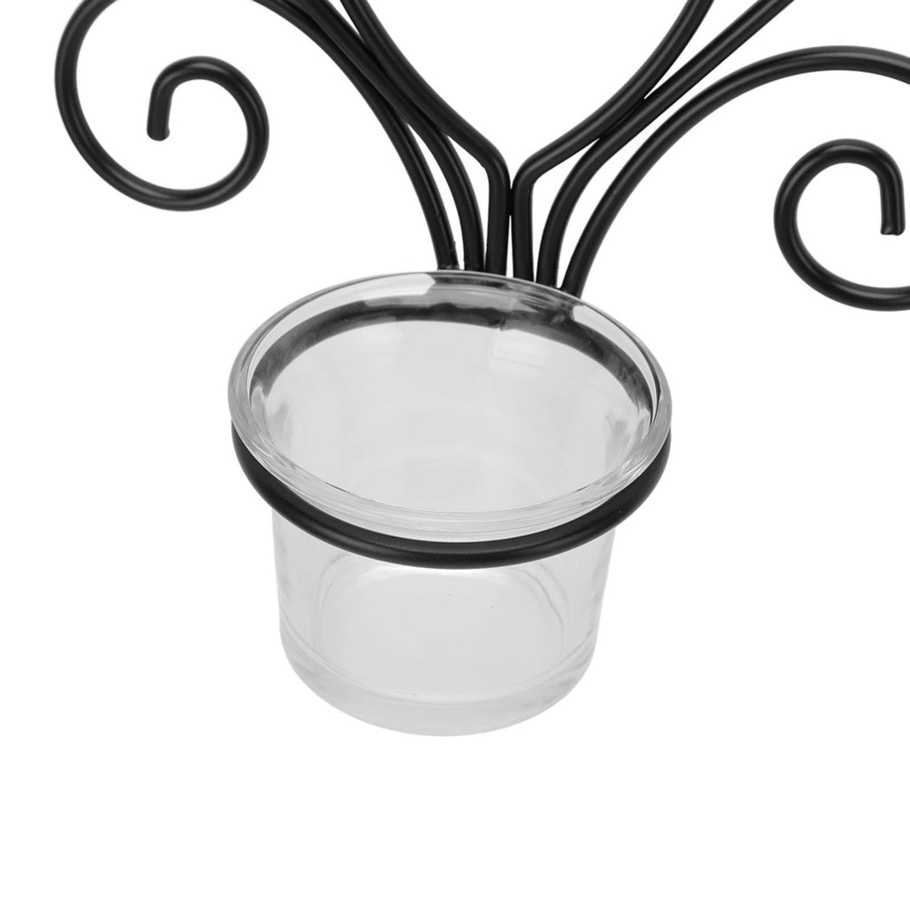 2 Set Candle Holder Wall Sconce European Style Swirl Iron Art Pattern Wall Mounted Candle Holder with Tray for Bedroom