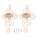 2 Sets Wall Candle Holder Foldable European Style Swirl Wrought Iron Wall Hanging Candlestick Holder Home Decoration Gold