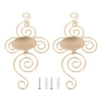 2 Sets Wall Candle Holder Foldable European Style Swirl Wrought Iron Wall Hanging Candlestick Holder Home Decoration Gold