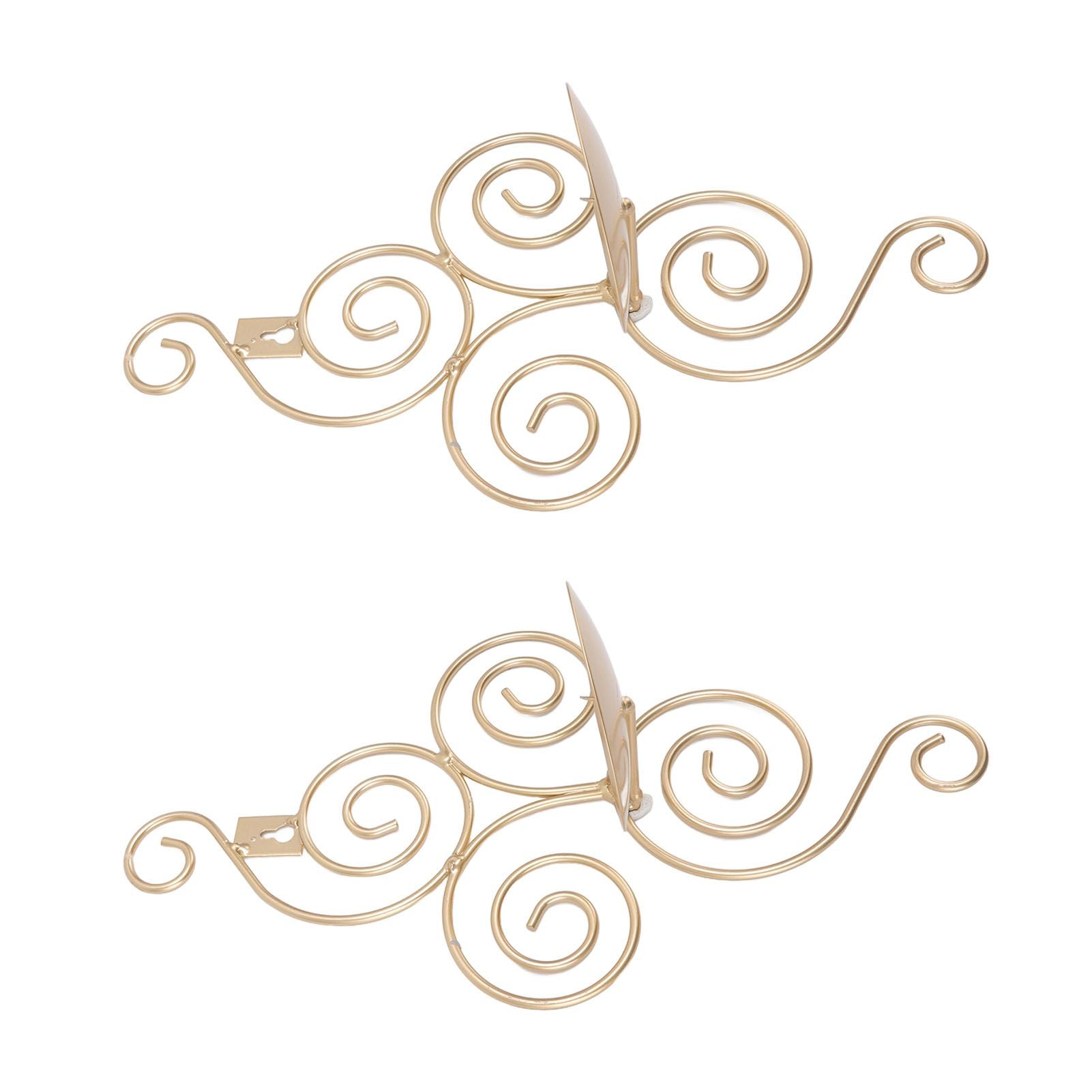 2 Sets Wall Candle Holder Foldable European Style Swirl Wrought Iron Wall Hanging Candlestick Holder Home Decoration Gold