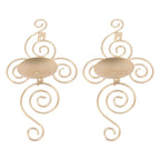 2 Sets Wall Candle Holder Foldable European Style Swirl Wrought Iron Wall Hanging Candlestick Holder Home Decoration Gold