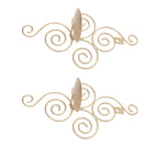2 Sets Wall Candle Holder Foldable European Style Swirl Wrought Iron Wall Hanging Candlestick Holder Home Decoration Gold