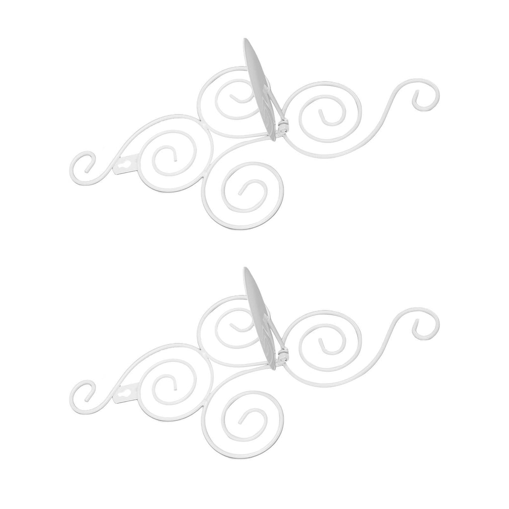 2 Sets Wall Candle Holder Foldable European Style Swirl Wrought Iron Wall Hanging Candlestick Holder Home Decoration White