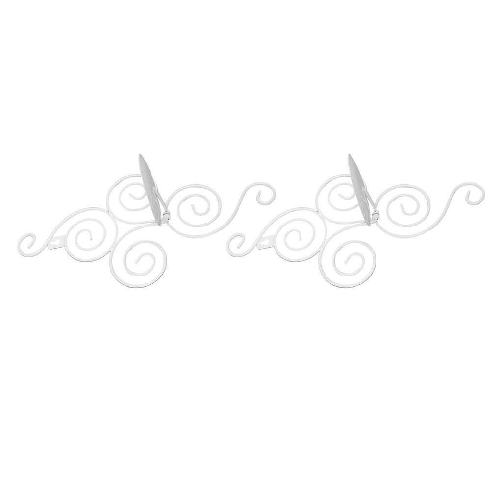 2 Sets Wall Candle Holder Foldable European Style Swirl Wrought Iron Wall Hanging Candlestick Holder Home Decoration White
