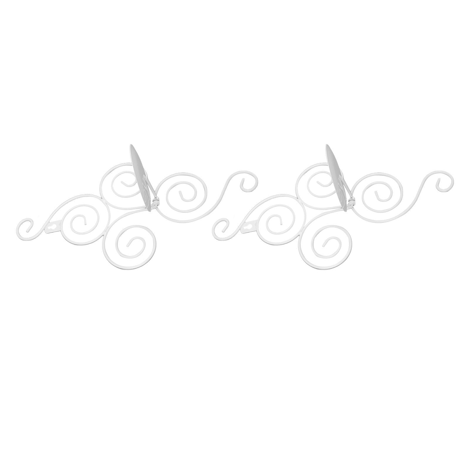 2 Sets Wall Candle Holder Foldable European Style Swirl Wrought Iron Wall Hanging Candlestick Holder Home Decoration White