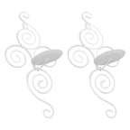 2 Sets Wall Candle Holder Foldable European Style Swirl Wrought Iron Wall Hanging Candlestick Holder Home Decoration White