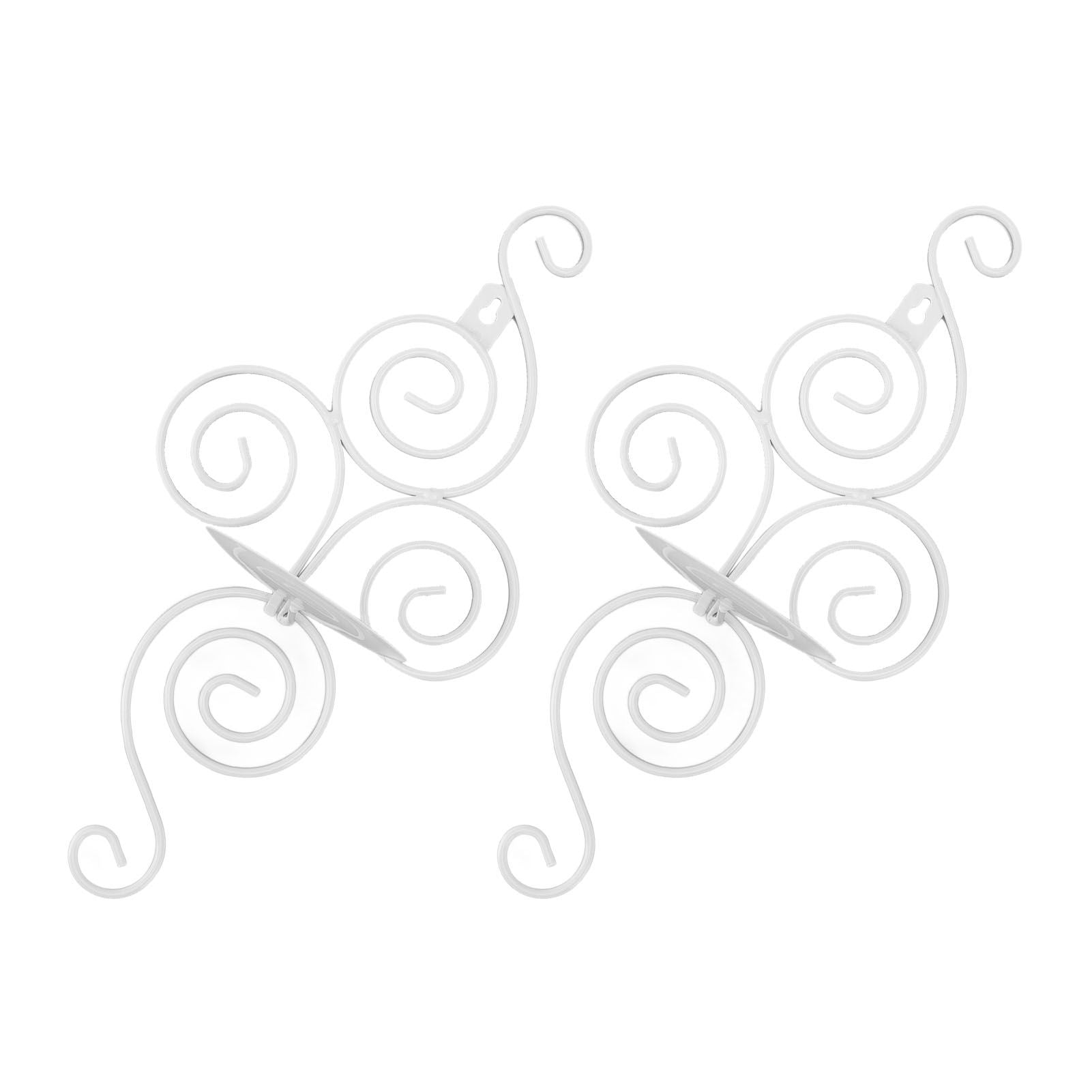 2 Sets Wall Candle Holder Foldable European Style Swirl Wrought Iron Wall Hanging Candlestick Holder Home Decoration White