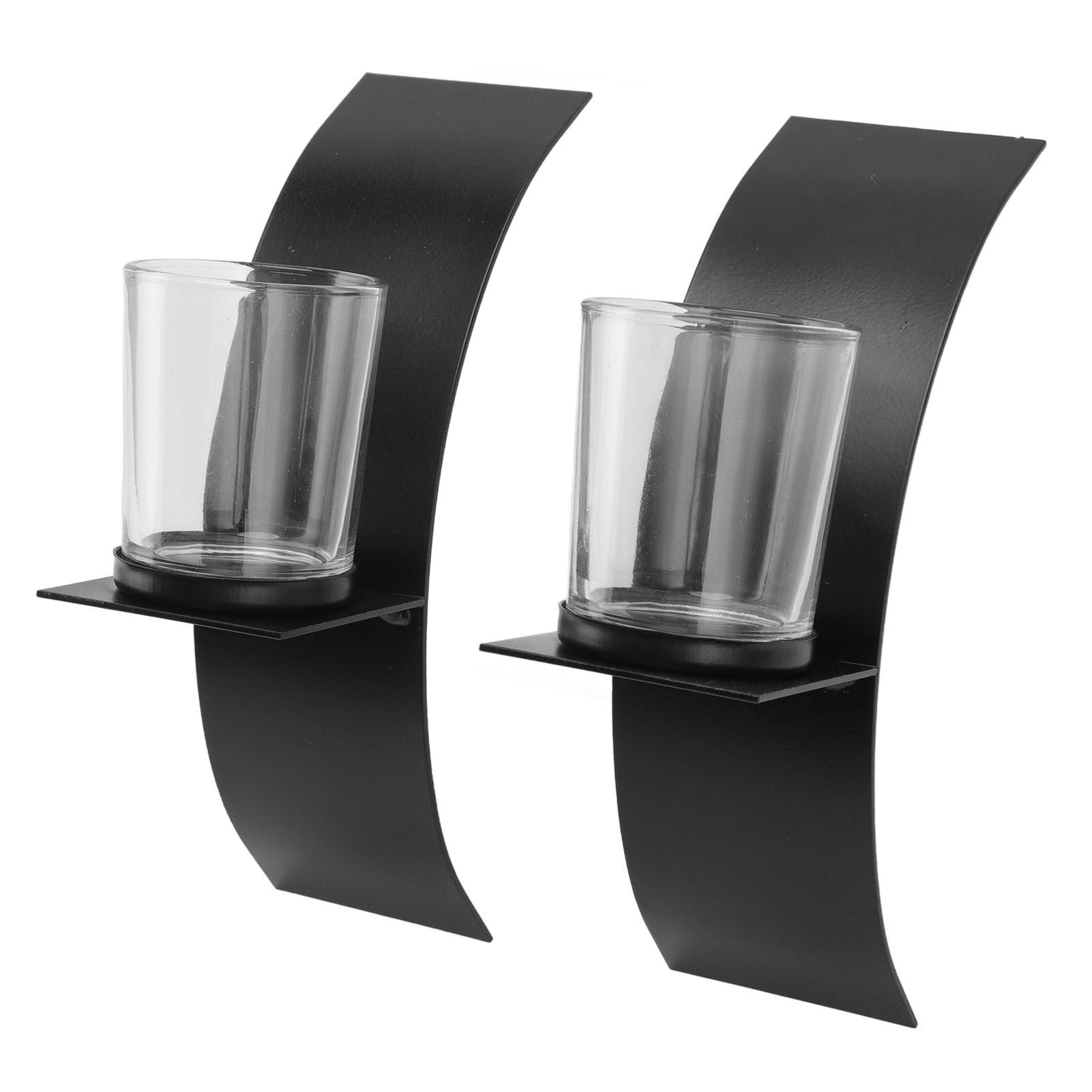 2Set Wall Mounted Candlestick Iron Three Dimensional Arc Design Candle Tray for Bedroom