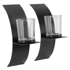 2Set Wall Mounted Candlestick Iron Three Dimensional Arc Design Candle Tray for Bedroom