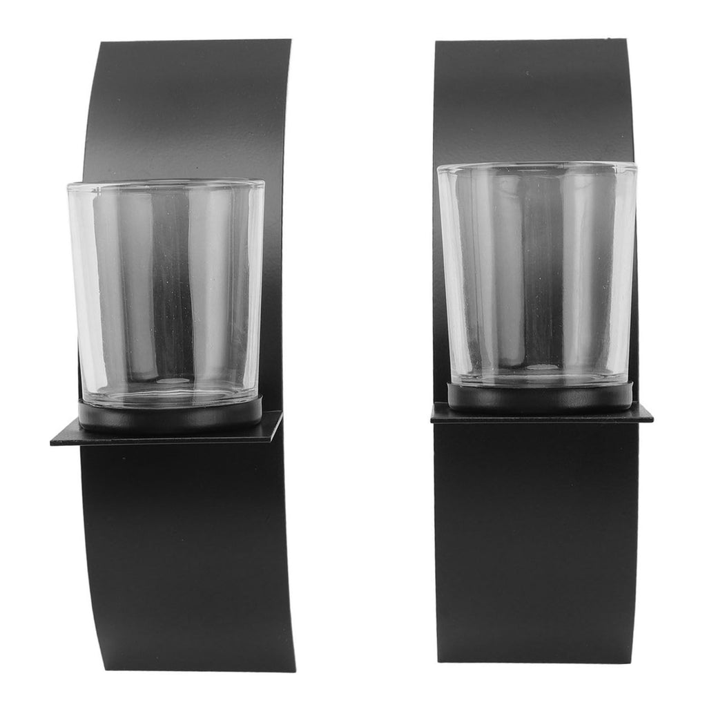 2Set Wall Mounted Candlestick Iron Three Dimensional Arc Design Candle Tray for Bedroom