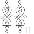 2 Sets Iron Wall Candle Sconce Holder Foldable Deformation Resistance Innovative Wall Candle Holder for Bedroom Dining Room Black
