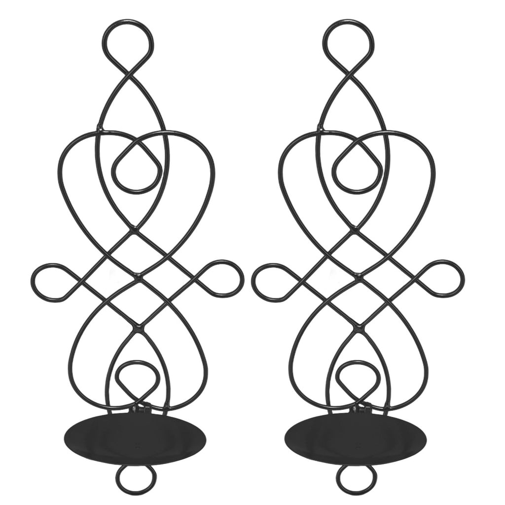 2 Sets Iron Wall Candle Sconce Holder Foldable Deformation Resistance Innovative Wall Candle Holder for Bedroom Dining Room Black
