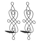 2 Sets Iron Wall Candle Sconce Holder Foldable Deformation Resistance Innovative Wall Candle Holder for Bedroom Dining Room Black