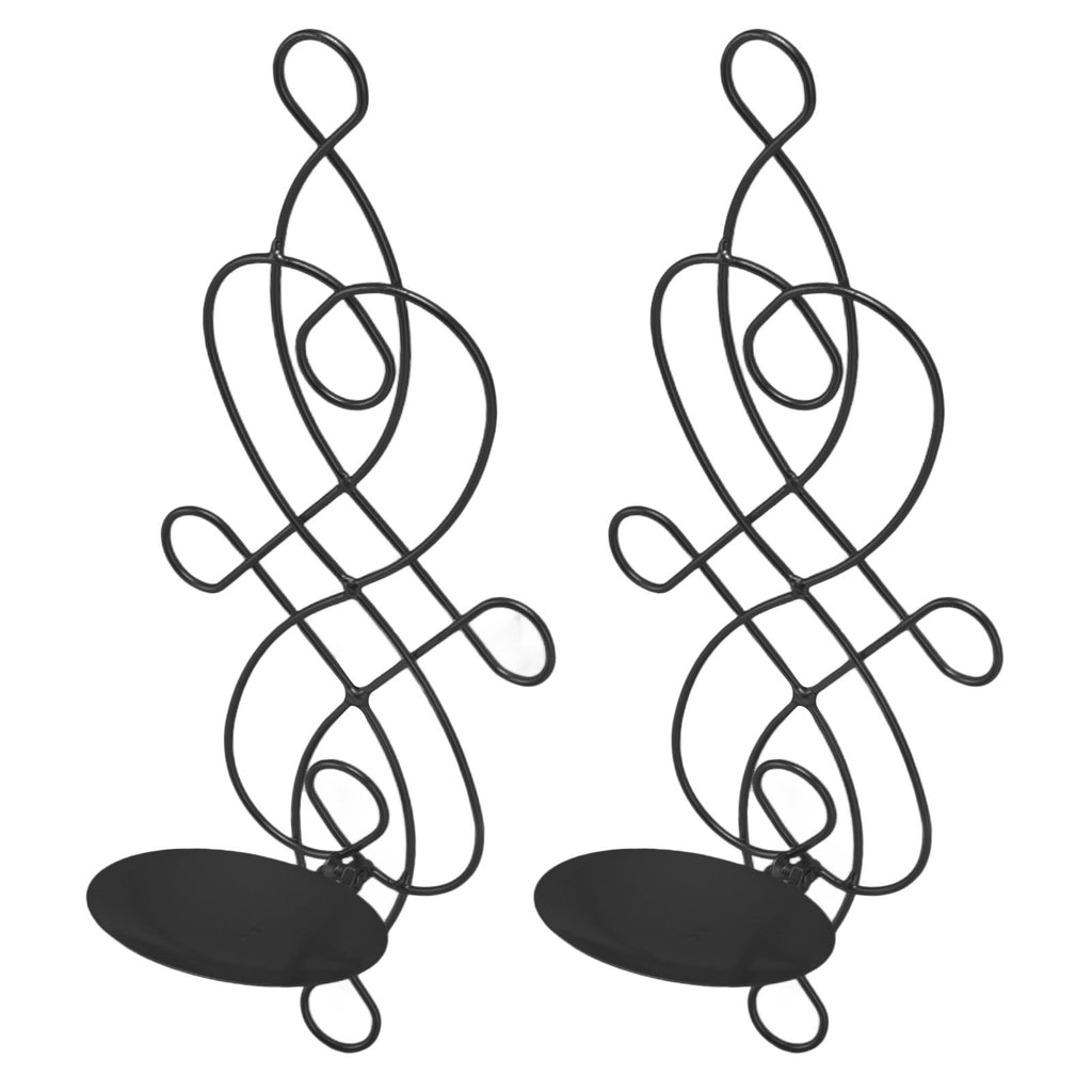2 Sets Iron Wall Candle Sconce Holder Foldable Deformation Resistance Innovative Wall Candle Holder for Bedroom Dining Room Black