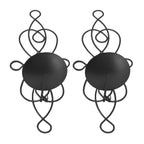 2 Sets Iron Wall Candle Sconce Holder Foldable Deformation Resistance Innovative Wall Candle Holder for Bedroom Dining Room Black