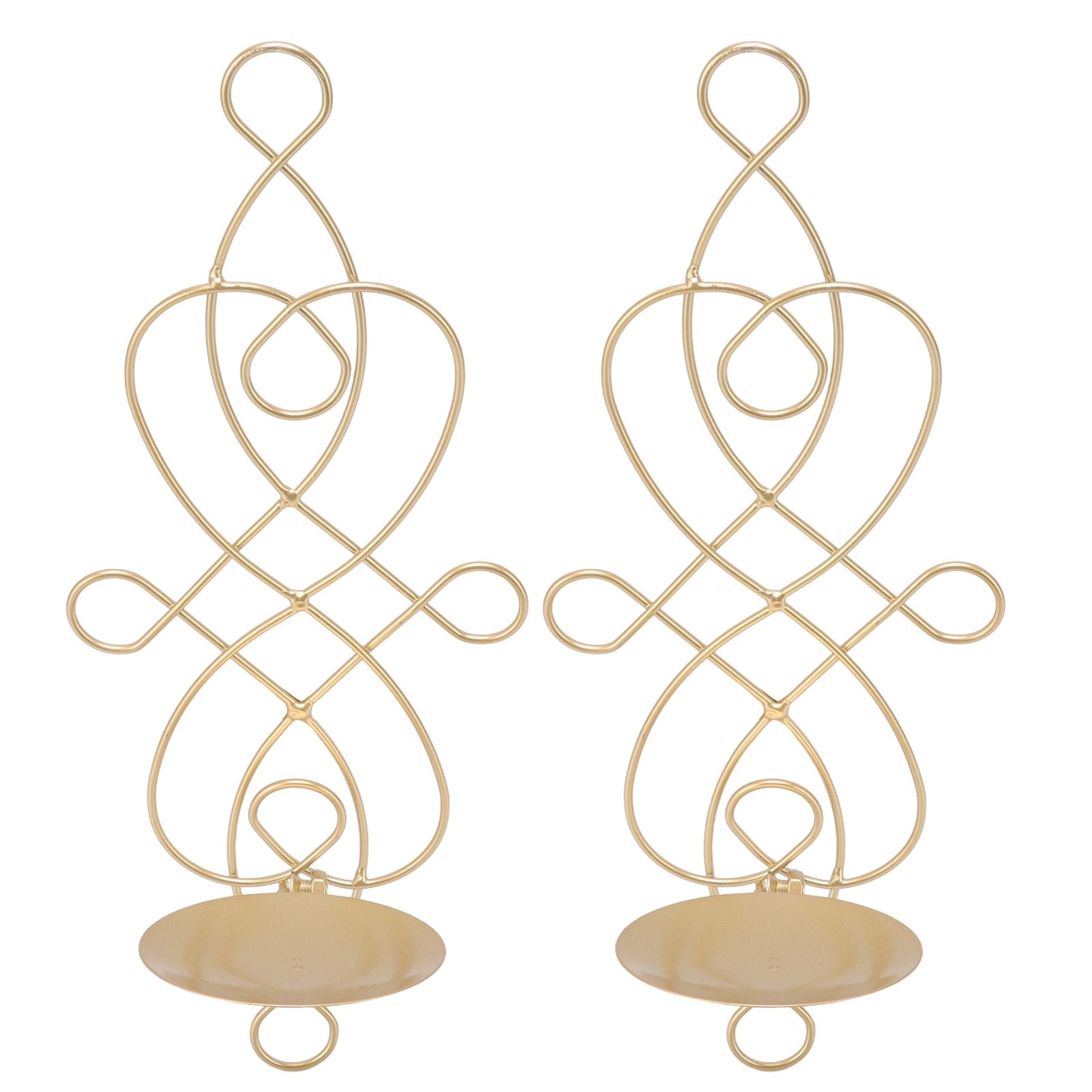 2 Sets Iron Wall Candle Sconce Holder Foldable Deformation Resistance Innovative Wall Candle Holder for Bedroom Dining Room Gold