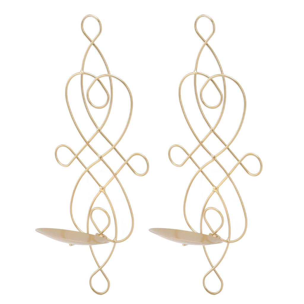 2 Sets Iron Wall Candle Sconce Holder Foldable Deformation Resistance Innovative Wall Candle Holder for Bedroom Dining Room Gold