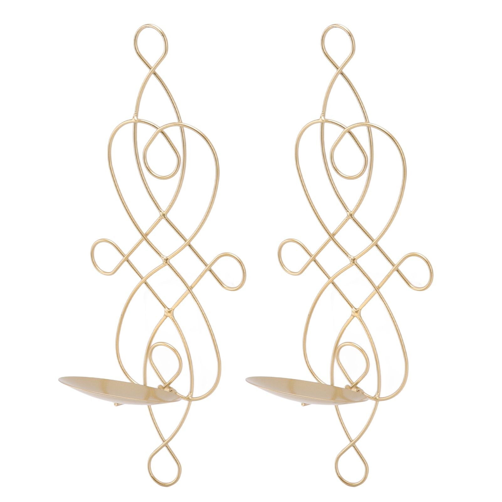 2 Sets Iron Wall Candle Sconce Holder Foldable Deformation Resistance Innovative Wall Candle Holder for Bedroom Dining Room Gold