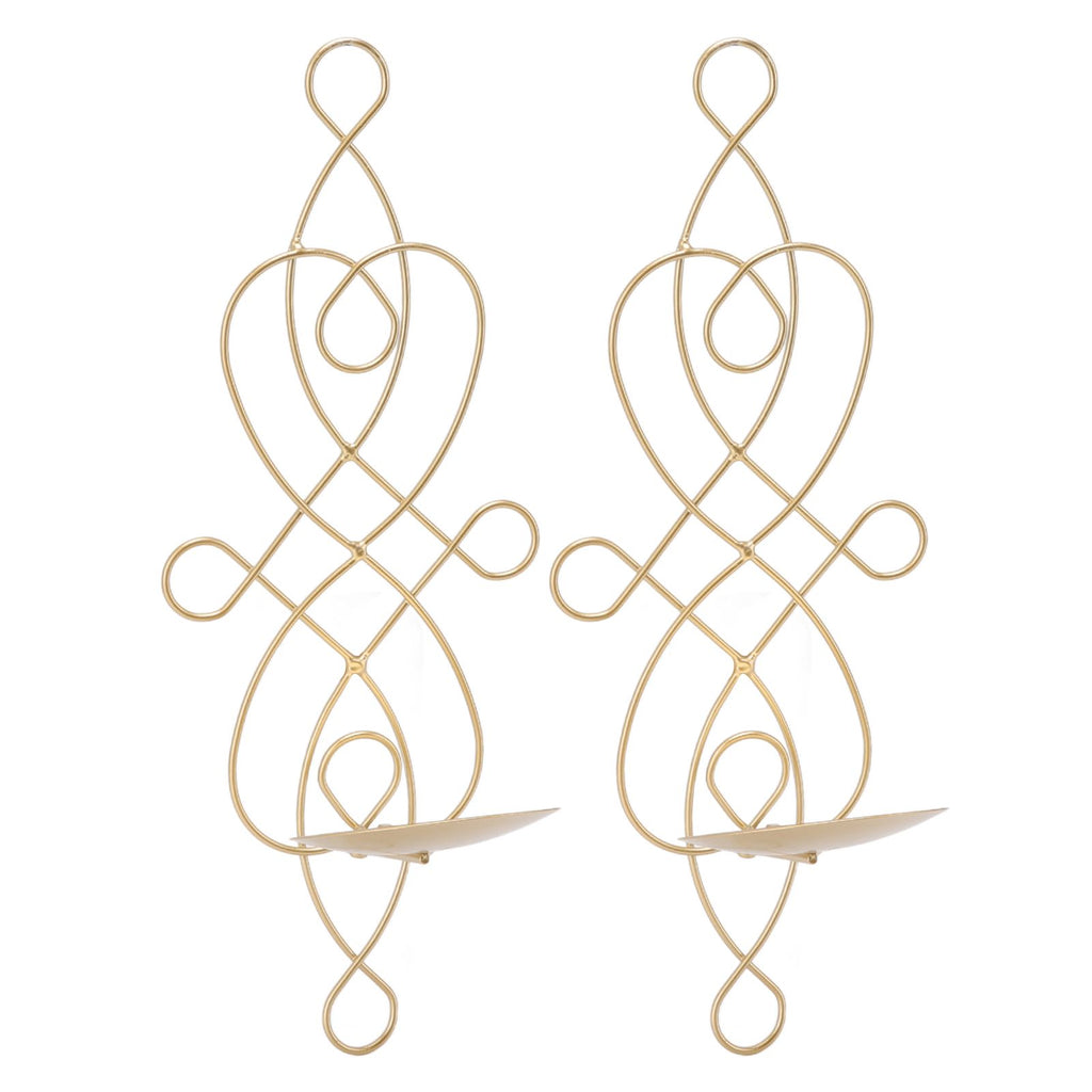 2 Sets Iron Wall Candle Sconce Holder Foldable Deformation Resistance Innovative Wall Candle Holder for Bedroom Dining Room Gold
