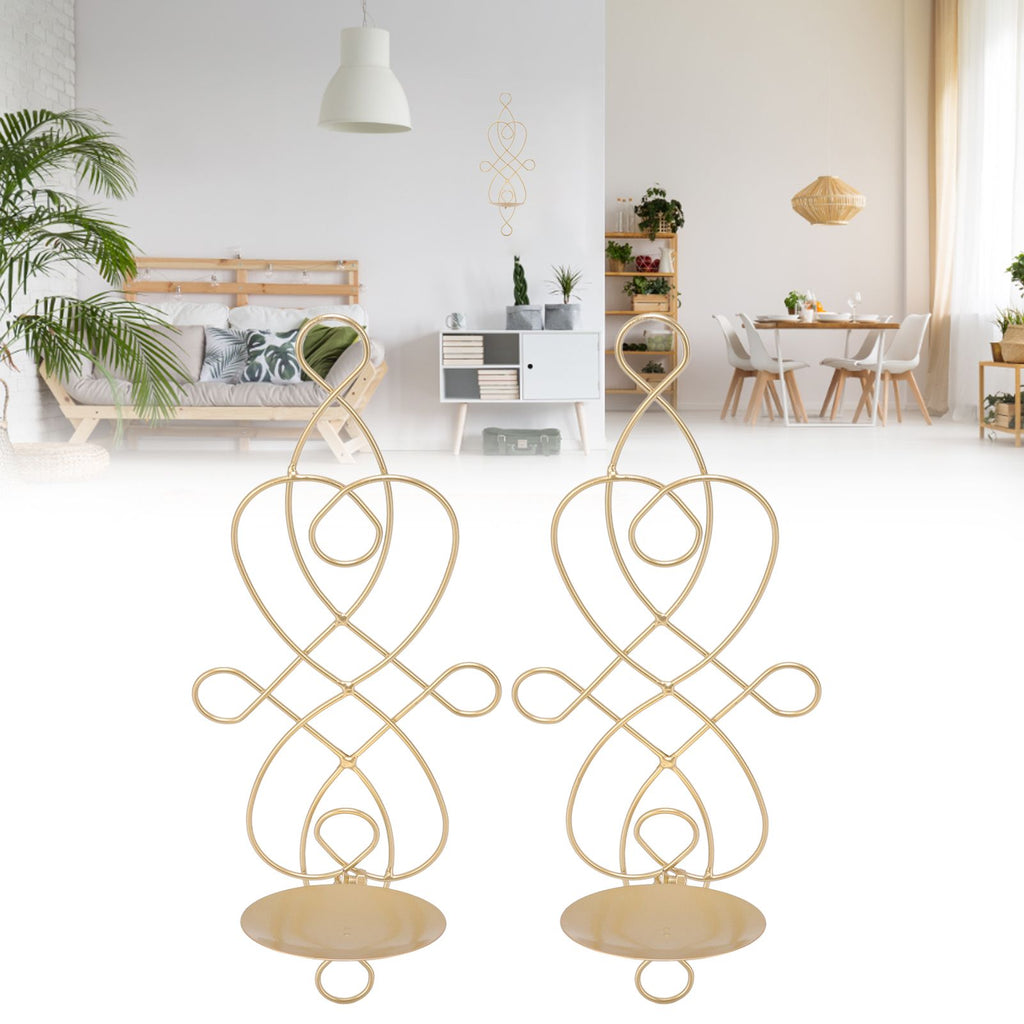 2 Sets Iron Wall Candle Sconce Holder Foldable Deformation Resistance Innovative Wall Candle Holder for Bedroom Dining Room Gold