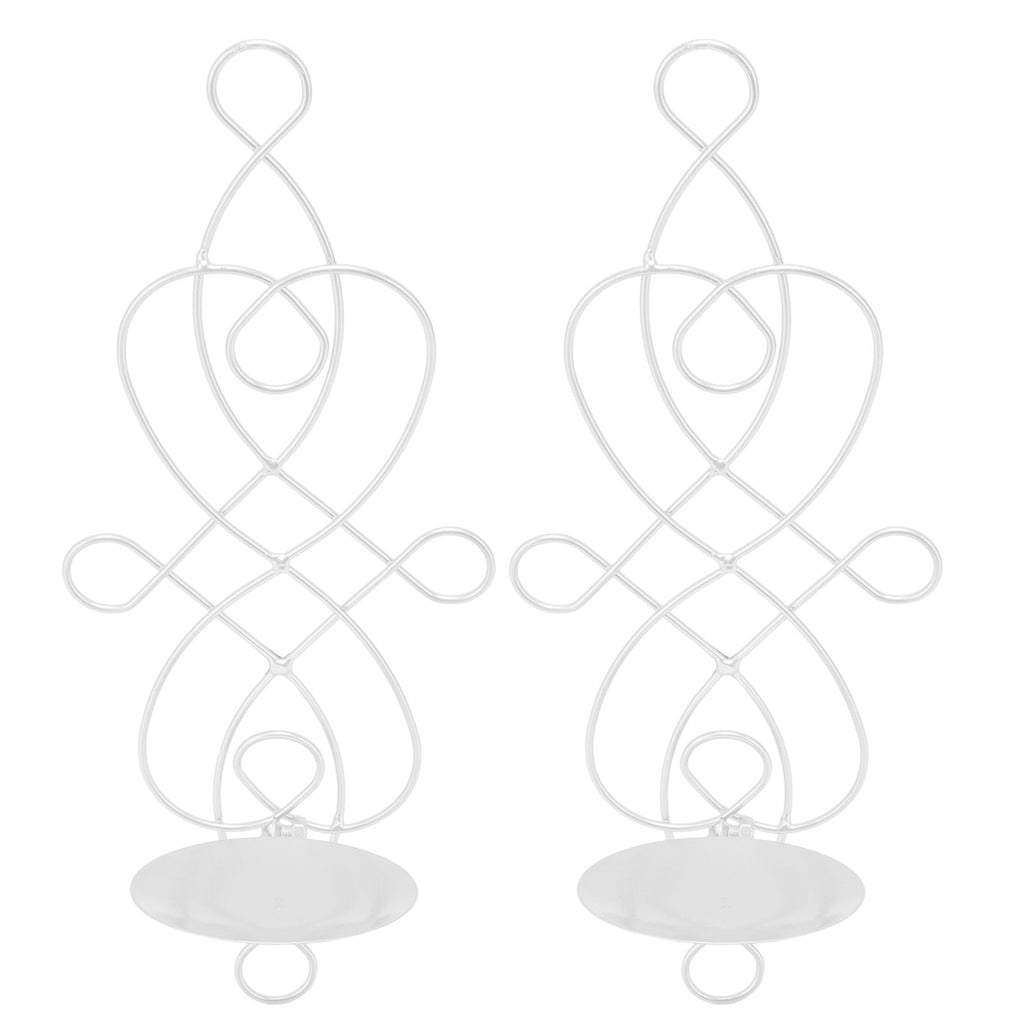 2 Sets Iron Wall Candle Sconce Holder Foldable Deformation Resistance Innovative Wall Candle Holder for Bedroom Dining Room White