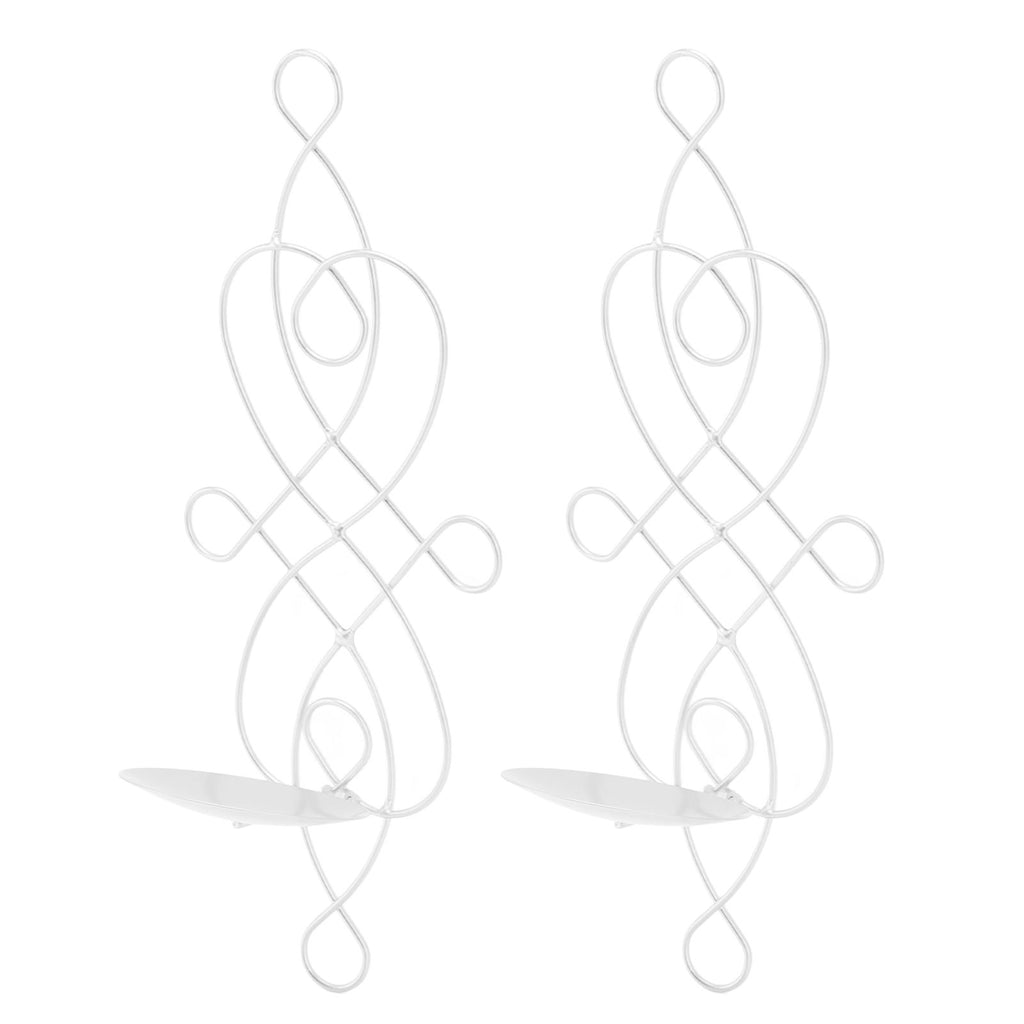 2 Sets Iron Wall Candle Sconce Holder Foldable Deformation Resistance Innovative Wall Candle Holder for Bedroom Dining Room White