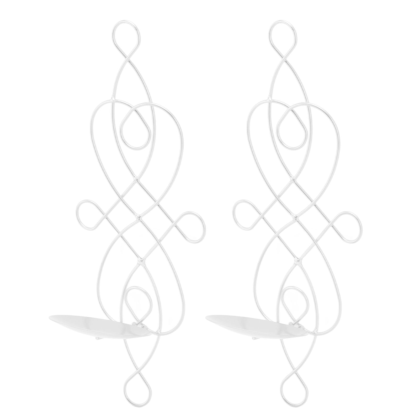 2 Sets Iron Wall Candle Sconce Holder Foldable Deformation Resistance Innovative Wall Candle Holder for Bedroom Dining Room White