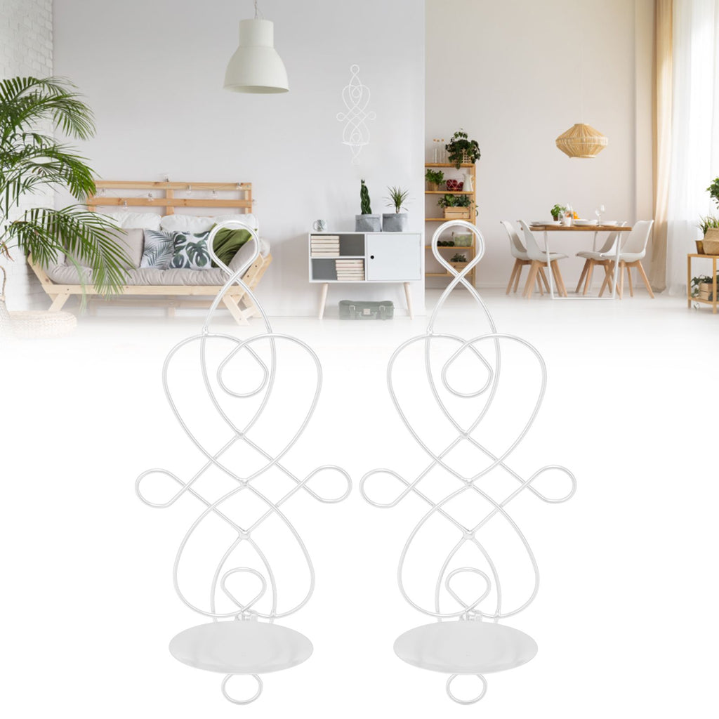 2 Sets Iron Wall Candle Sconce Holder Foldable Deformation Resistance Innovative Wall Candle Holder for Bedroom Dining Room White