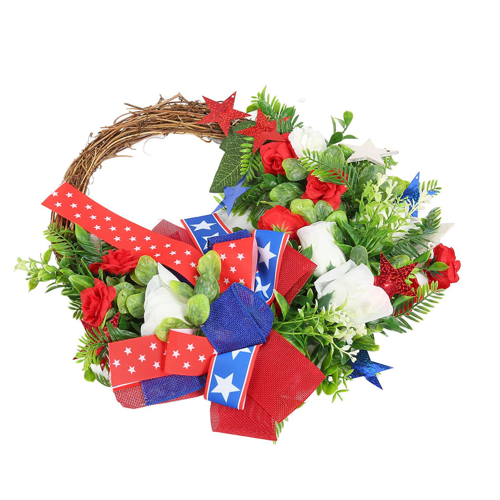 4th of July Patriotic Wreath Independence Day Wreath Decorations for Front Door Fireplace