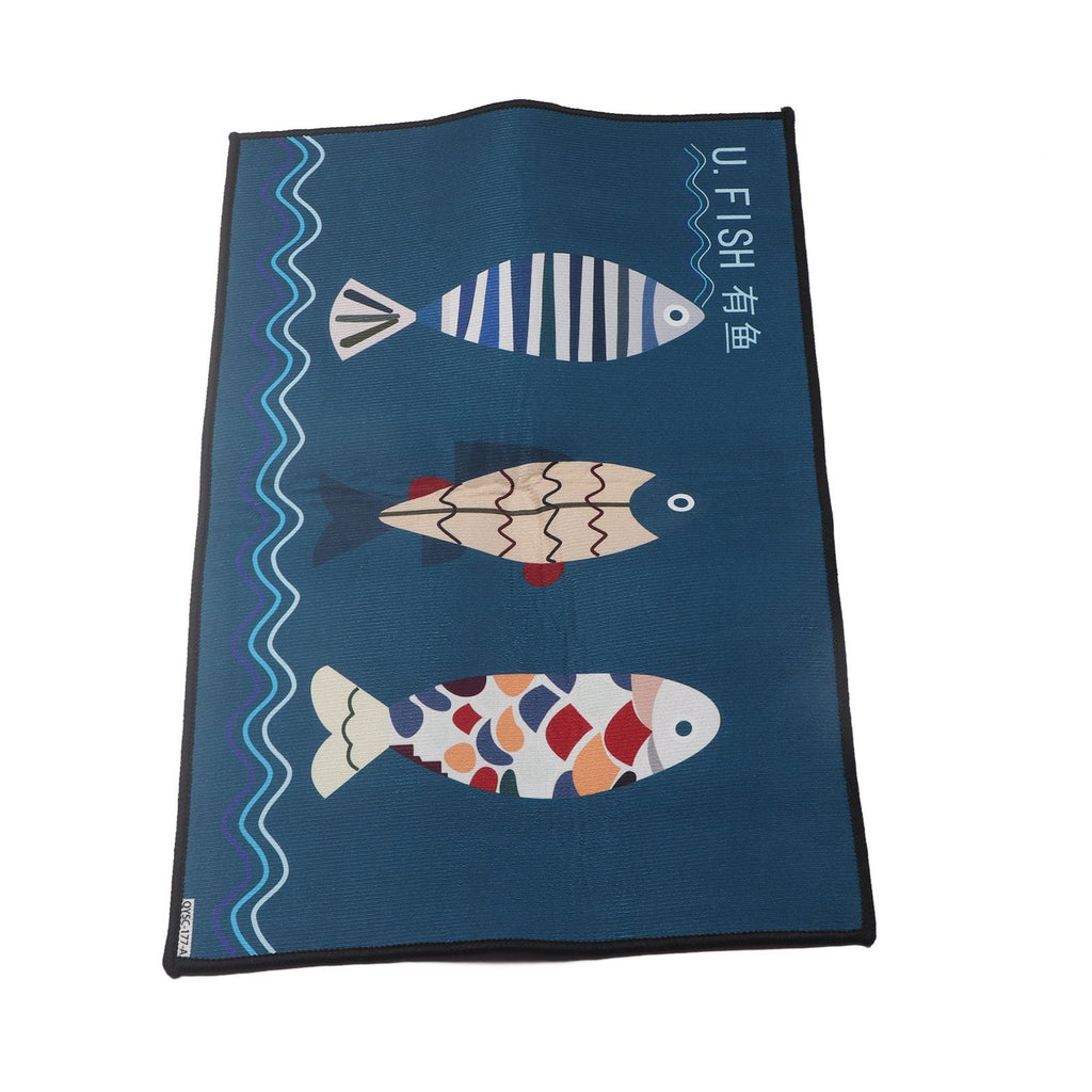 Floor Mat Prevent Slip Wearable Comfortable Cute Pattern Kitchen Pad for Living Room Bathroom Doorway Fish 40x60cm / 15.8x23.6in