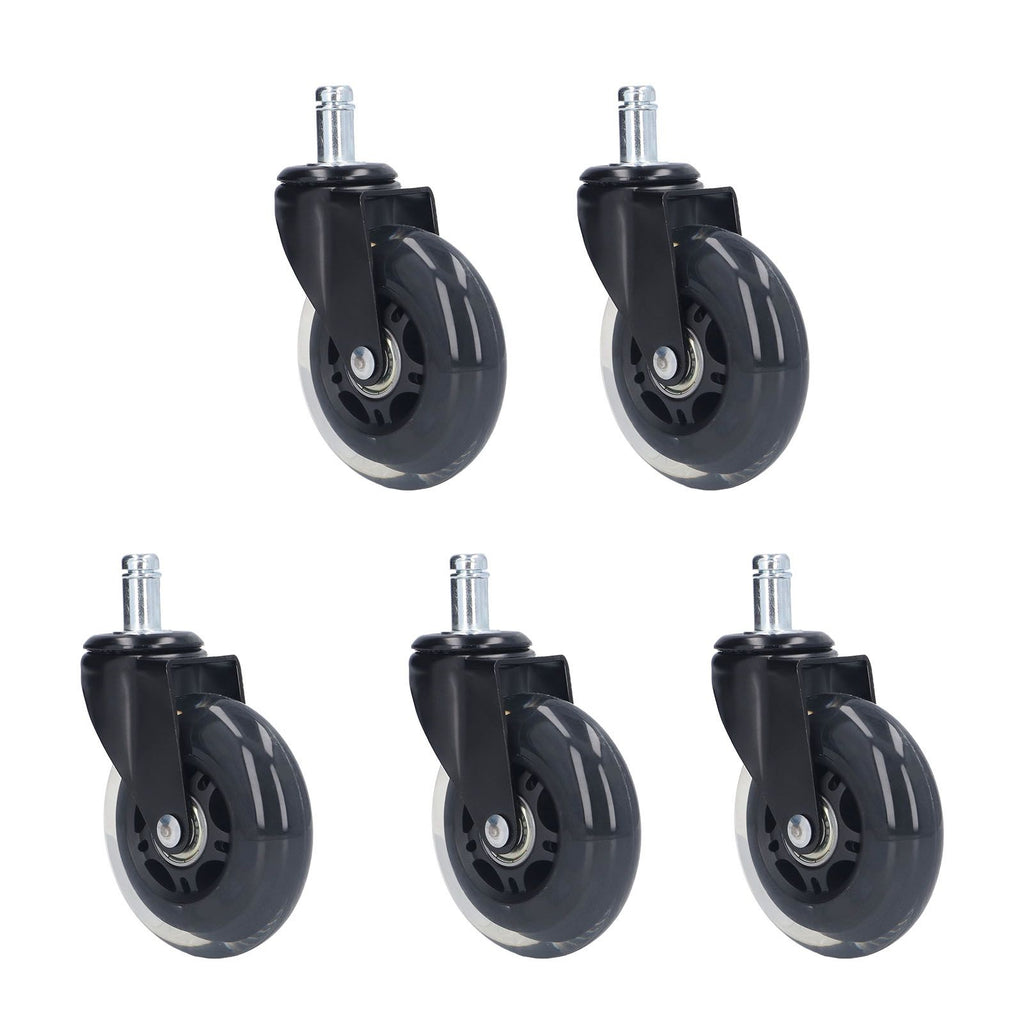 5 Pcs Chair Rotate Wheel 3in 360 Degree Noise Free Scratch Resistant Straight Chair Caster for Office