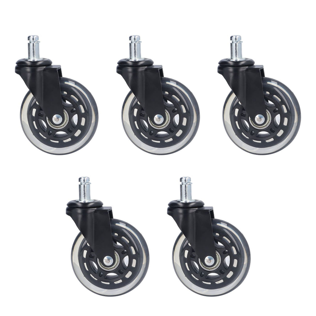 5 Pcs Chair Rotate Wheel 3in 360 Degree Noise Free Scratch Resistant Straight Chair Caster for Office