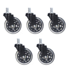5 Pcs Chair Rotate Wheel 3in 360 Degree Noise Free Scratch Resistant Straight Chair Caster for Office