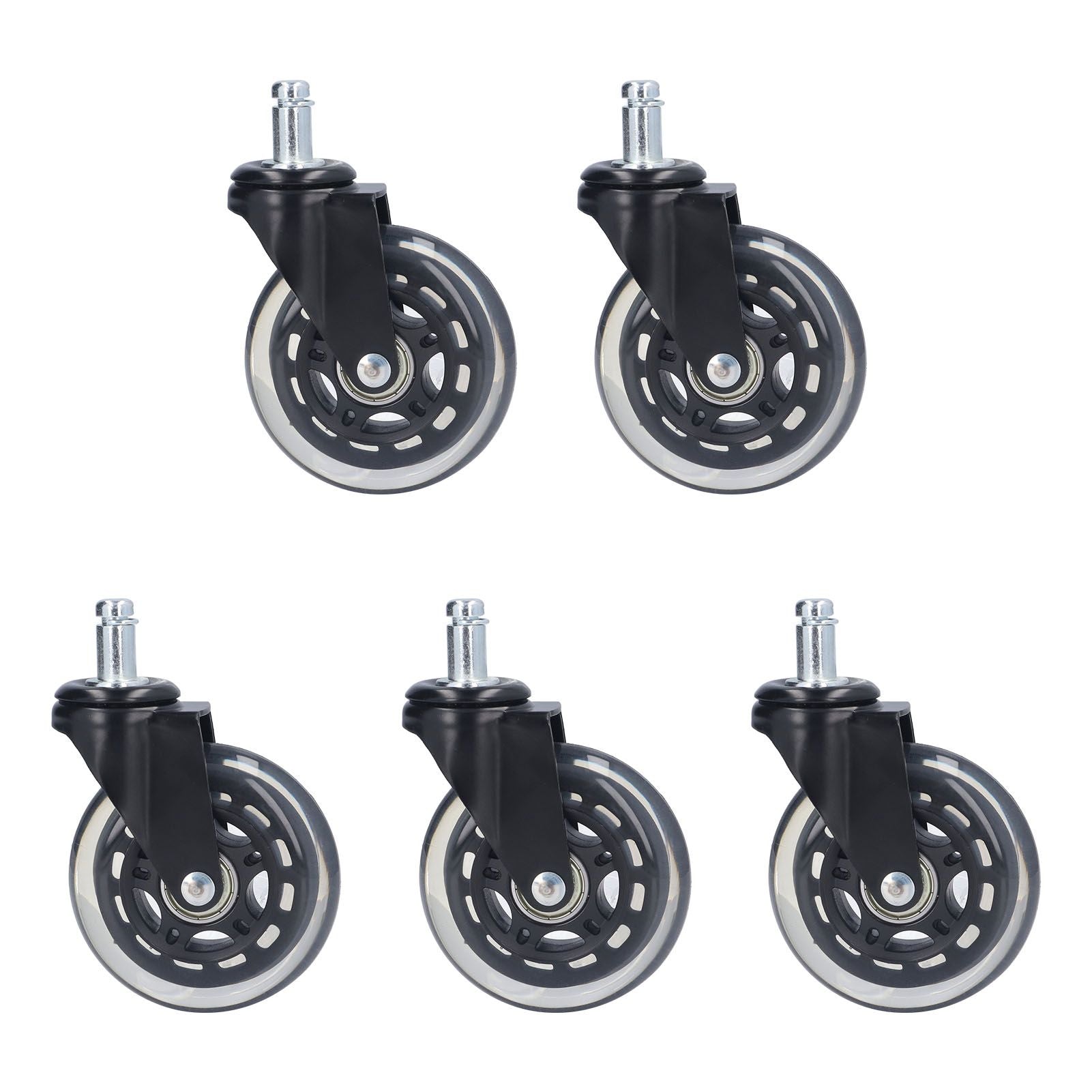 5 Pcs Chair Rotate Wheel 3in 360 Degree Noise Free Scratch Resistant Straight Chair Caster for Office