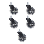 5 Pcs Chair Rotate Wheel 3in 360 Degree Noise Free Scratch Resistant Straight Chair Caster for Office