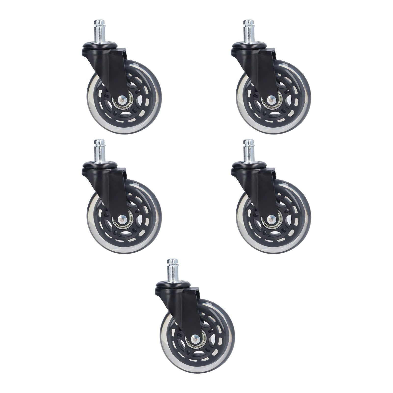 5 Pcs Chair Rotate Wheel 3in 360 Degree Noise Free Scratch Resistant Straight Chair Caster for Office