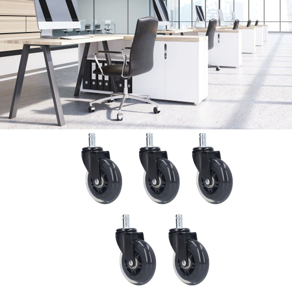 5 Pcs Chair Rotate Wheel 3in 360 Degree Noise Free Scratch Resistant Straight Chair Caster for Office