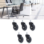 5 Pcs Chair Rotate Wheel 3in 360 Degree Noise Free Scratch Resistant Straight Chair Caster for Office