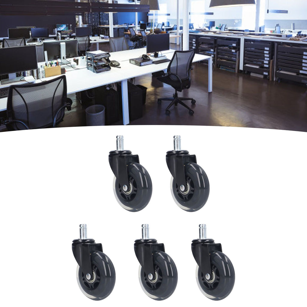 5 Pcs Chair Rotate Wheel 3in 360 Degree Noise Free Scratch Resistant Straight Chair Caster for Office