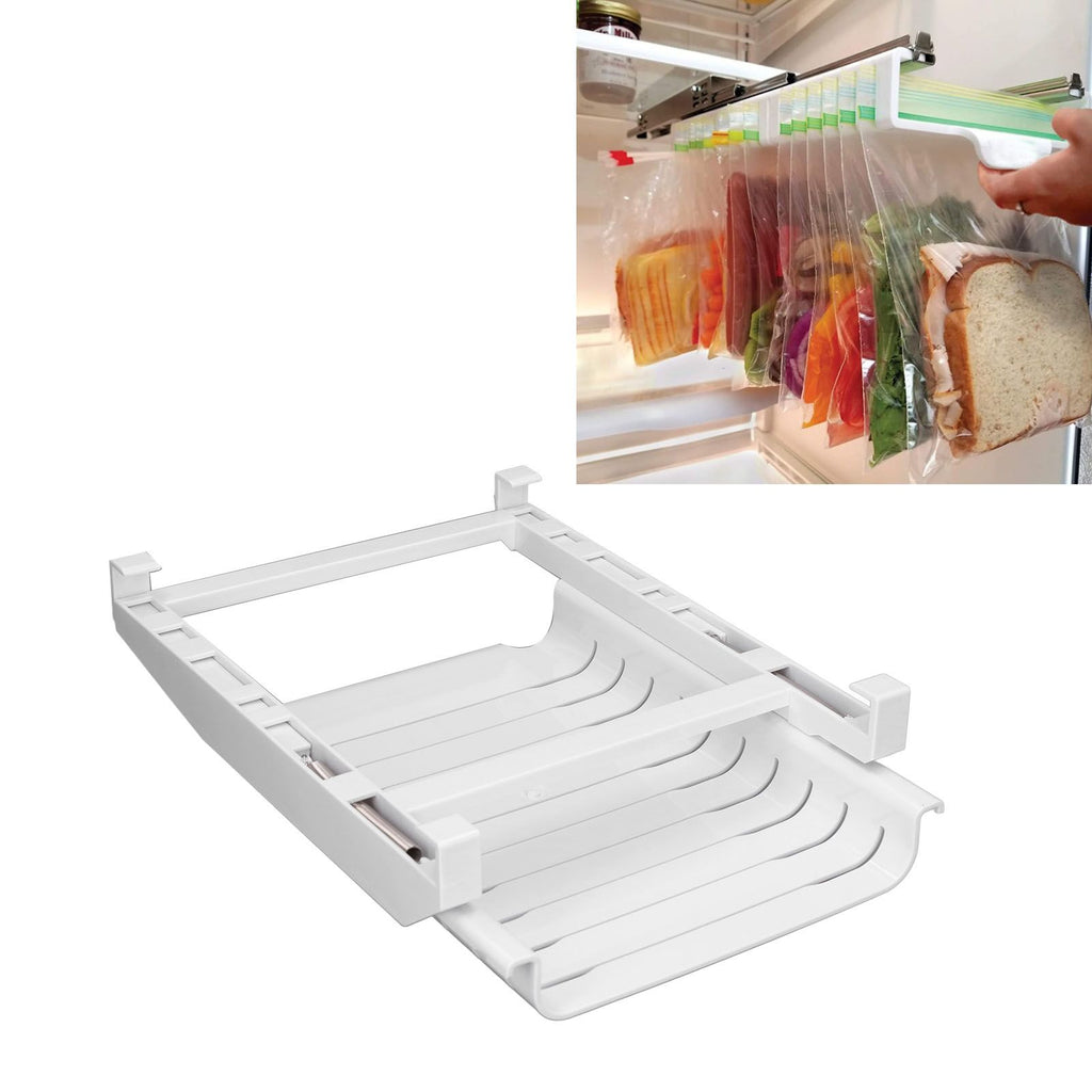Refrigerator Storage Rack Household Refrigerator Latest Keeping Bag Sealed Bag Telescopic Track Storage Bracket