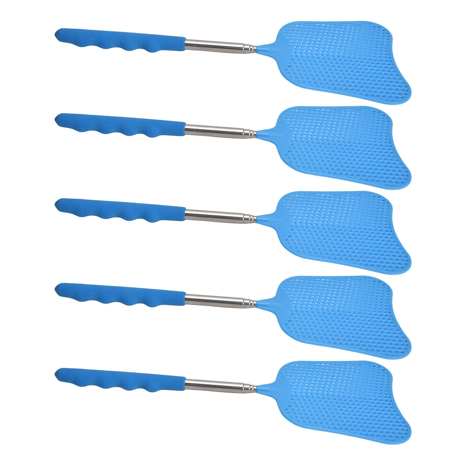 5Pcs Fly Swatter Blue Lightweight Flexible Convenient Thickened Fly Racket with Retractable Rod