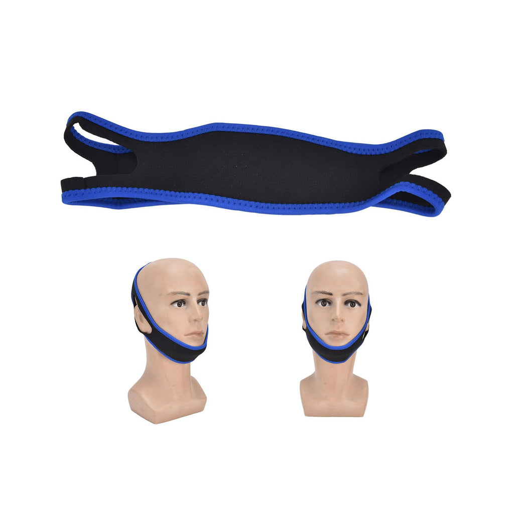 Snoring Stop Belt Adjustable Chin Strap Breathable Nylon Snoring Head Band for Men WomenBlue Black