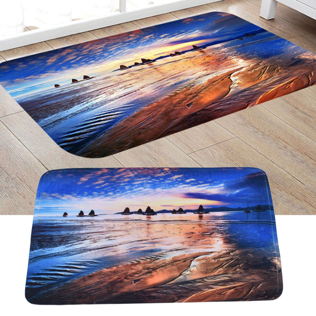 Household Bathroom Floor Carpet Water Absorption Anti Slip Flannel Mat for Door Toilet40x60cm