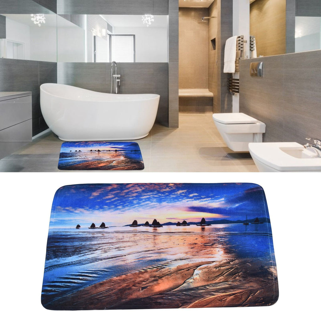 Household Bathroom Floor Carpet Water Absorption Anti Slip Flannel Mat for Door Toilet40x60cm
