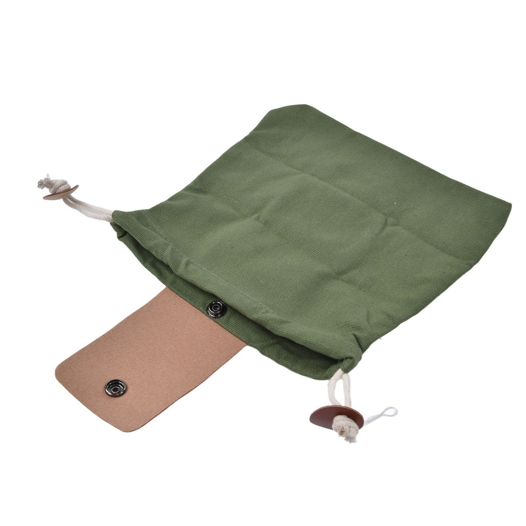 Foraging Pouch Collapsible PU Leather Canvas Mushroom Foraging Bag for Hiking Camping Hunting