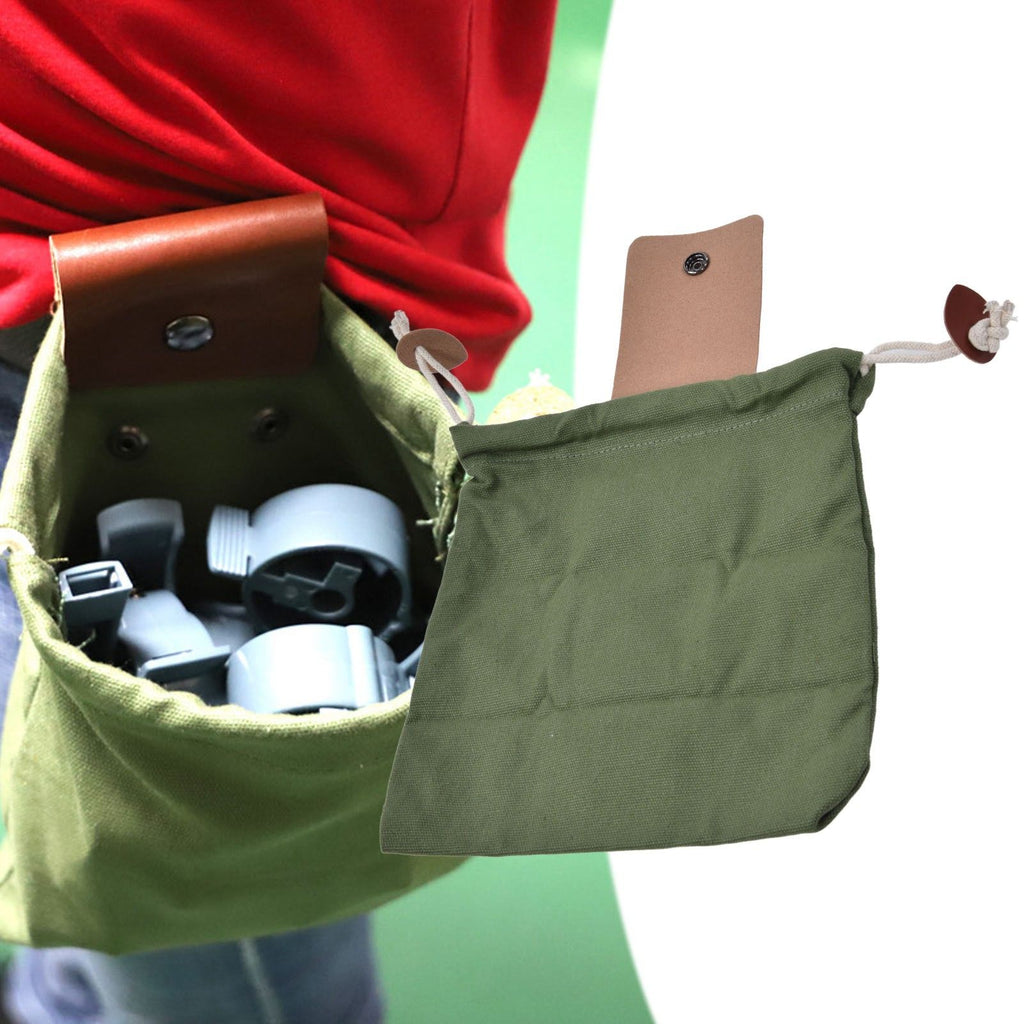 Foraging Pouch Collapsible PU Leather Canvas Mushroom Foraging Bag for Hiking Camping Hunting